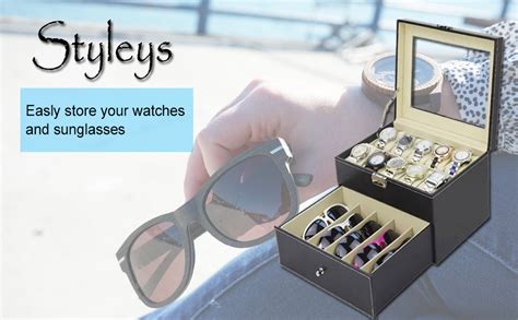 Styleys 2 Tier Watch Box Watch Organizer Box Watch Case Men Women ...