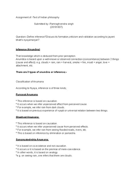 Ippp - Summary of Inference in Nyaya Bindu Tika (Indian Philosophy ...