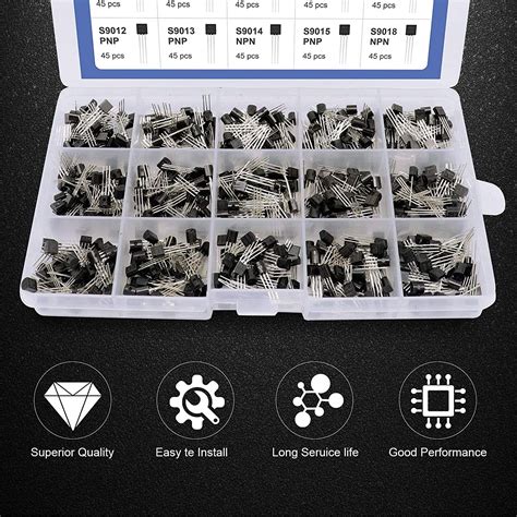 Buy LARSEBEI 600-Piece 15 Values Transistors Assortment Kit Box ...