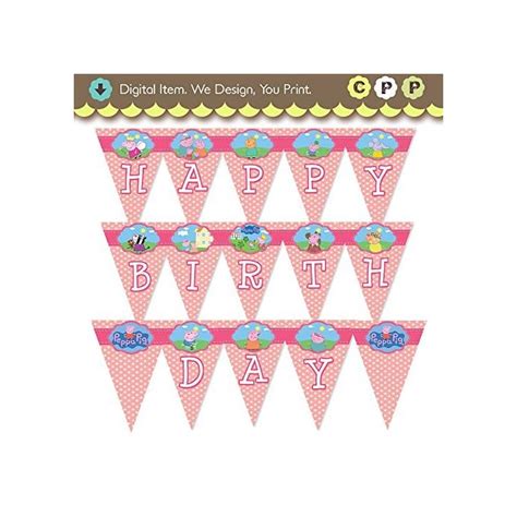 Buy Peppa Pig Happy Birthday Banner Pink Polka Dots Printable Digital ...