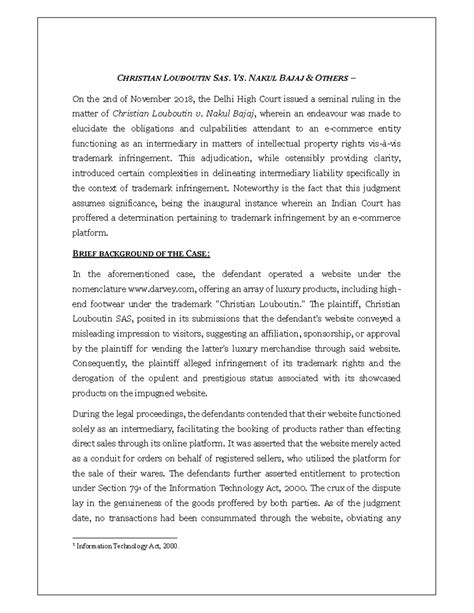 E-commerce - Case Law - CHRISTIAN LOUBOUTIN SAS. VS. NAKUL BAJAJ ...