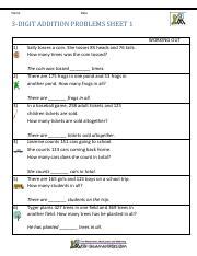 Image result for 3 Digit Addition Word Problems