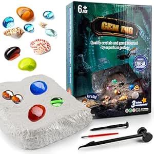 Buy Bambibo Gemstone Dig Kit for Kids - Real Crystal Digging Set ...