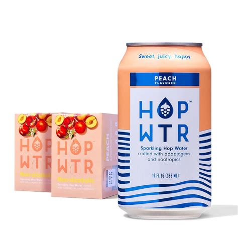 HOP WTR Zero Calorie Sparkling Hop Water, Peach 12 Pack, Sugar Free ...