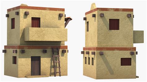 3D Realistic Arabian House with Awning and Ladder | 3D Molier International