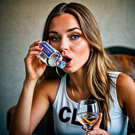 A girl drinking vodka