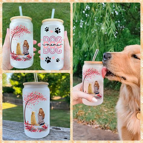 Dog Lover Gifts - Tumbler Glass - Dog Mama - Personalized Glass Tumbler