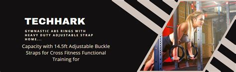 TechHark® Gymnastic ABS Rings with Heavy Duty Adjustable Strap Capacity ...