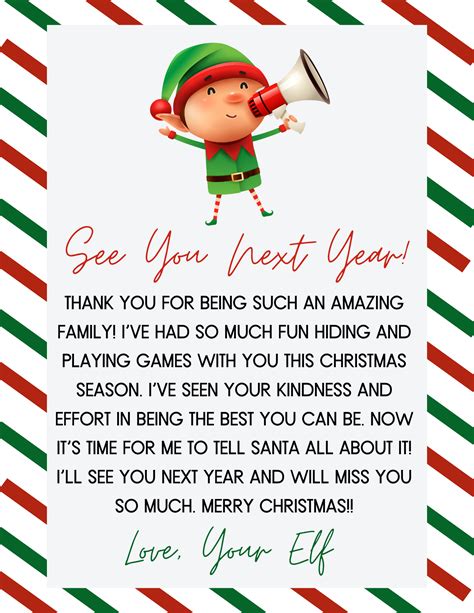 Free Elf On The Shelf Printable Goodbye Letters From Elf On The Shelf ...