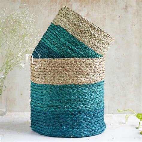 Eco-Friendly Planter Baskets Blue Set of 2