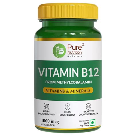 Pure Nutrition Vitamin B12 1000mcg Tablets | Active form of ...