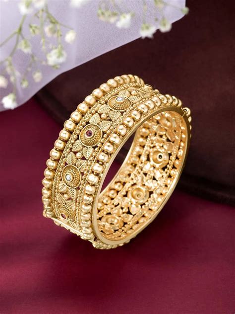 Golden Harmony Synthetic Stone Kada - Gold – Peora
