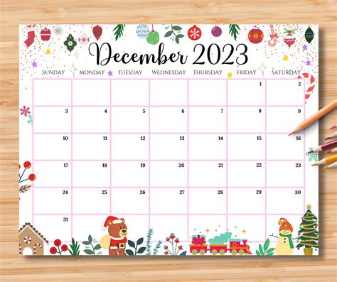 Editable Calendar December 2023 - Printable Word Searches