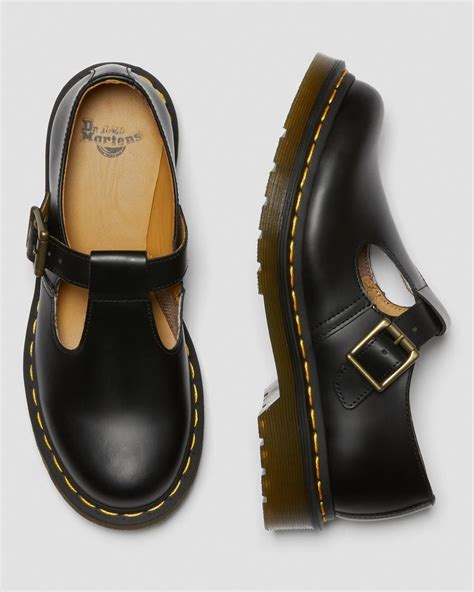 Polley Smooth Leather Mary Jane Shoes in Black | Dr. Martens | Leather ...