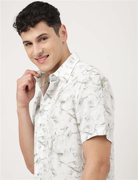 Buy Linen Mix Tie & Dye Spread Collar Shirt at Marks & Spencer