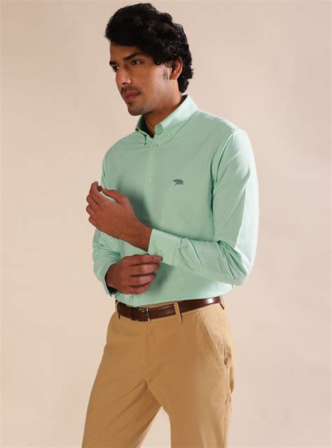 Opal Green Shirt - Full Semi Casual Green Solid Shirts for Men Online ...