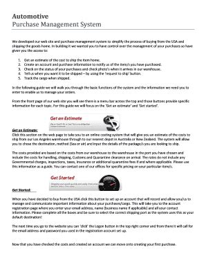 Fillable Online Automotive Purchase Management System - Kiwi Shipping ...