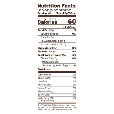 Nature S Own Whole Wheat Bread Nutrition Facts | Besto Blog