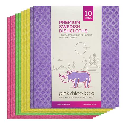 Buy PINK RHINO LABS Swedish Dishcloths for Kitchen Eco-Friendly Kitchen ...