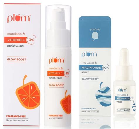 Plum 3% Vitamin C Moisturizer with Mandarin& Plum 10% Niacinamide Face ...