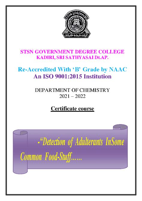 Detection of Adulterants in Common Foodstuffs - CHEM 2021-22 Report ...