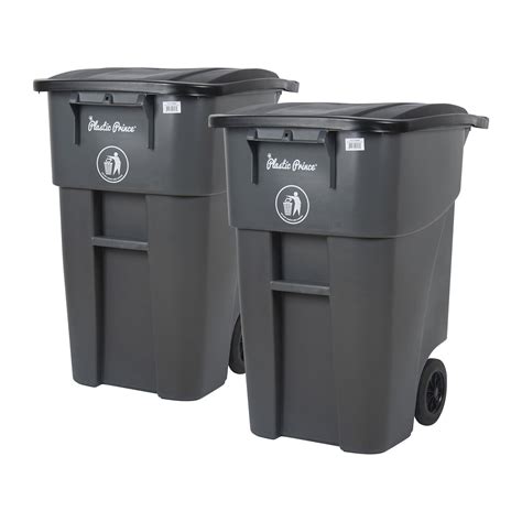 Amazon.com: PLASTIC PRINCE 50 Gallon Rollout Trash Can with Lid ...