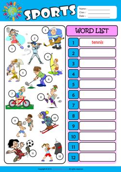 Sports Worksheet 的图像结果