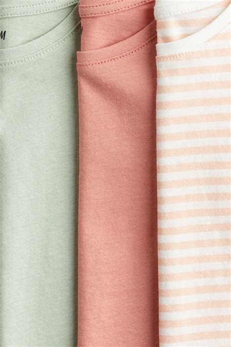 3-pack flutter-sleeved tops - Green/Peach pink - Kids | H&M IN