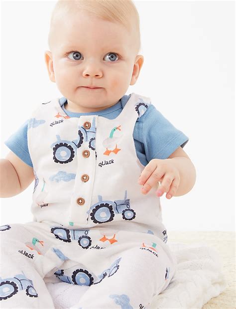 Buy 2pc Pure Cotton Farmyard Print Outfit (0-3 Yrs) at Marks & Spencer