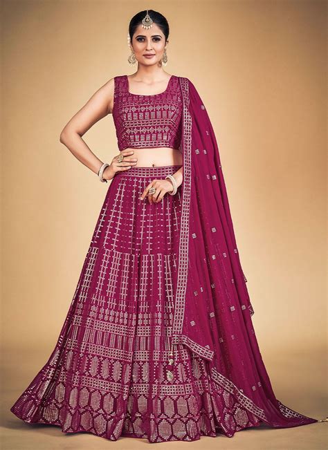 Pink Pakistani Georgette Lehenga Choli For Indian Festivals