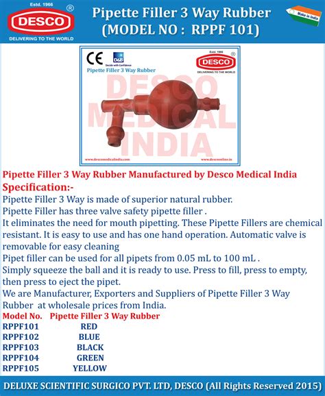 Hospital Pipette Filler Bulb-3 Way - Manufacturers and Suppliers India