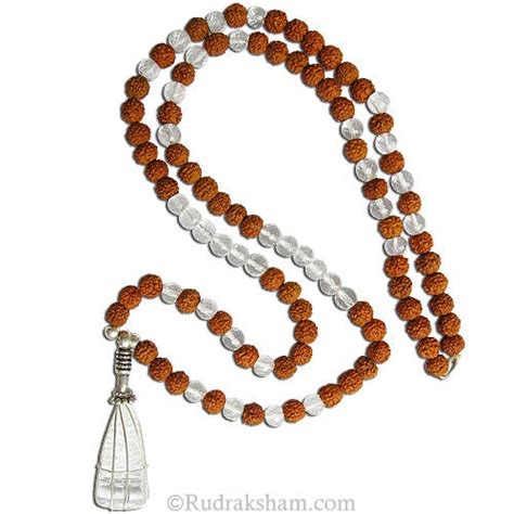 Rudraksha - Sphatik with Crystal Shree Yantra Silver Pendant Necklace ...