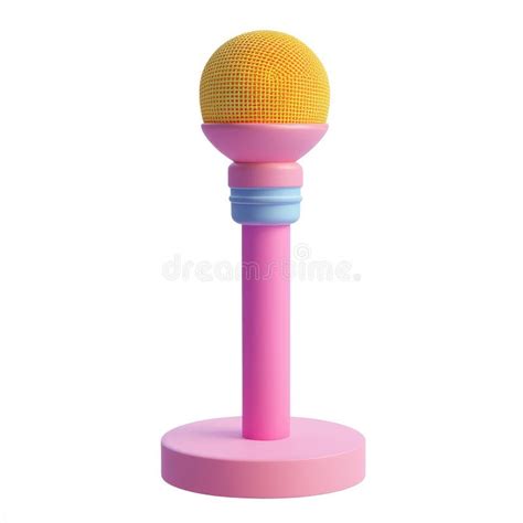 Pastel Pink Microphone on Stand: Cute Cartoon Style Stock Illustration ...