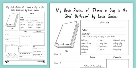 Term 1 Week 5 Year 5 and 6 Chapter Chat Book Review Worksheet to Support