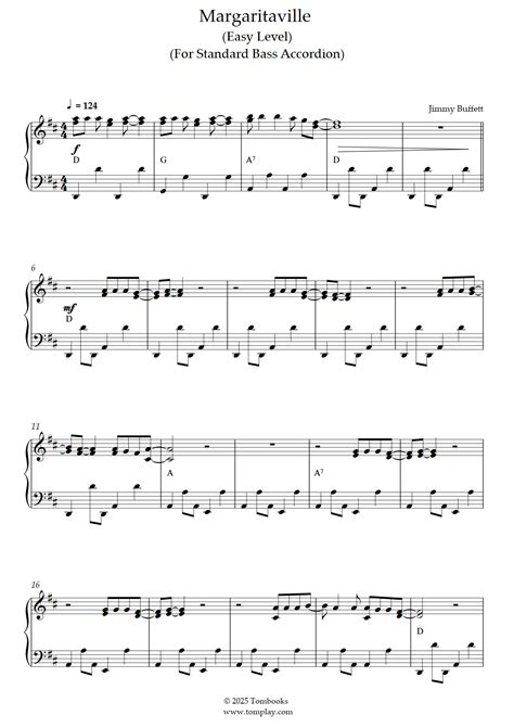 Margaritaville (Easy Level, Solo Accordion) (Jimmy Buffett) - Accordion ...