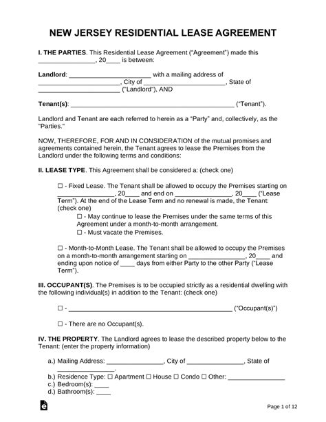 Free New Jersey Lease Agreements (7) | Residential & Commercial - PDF ...