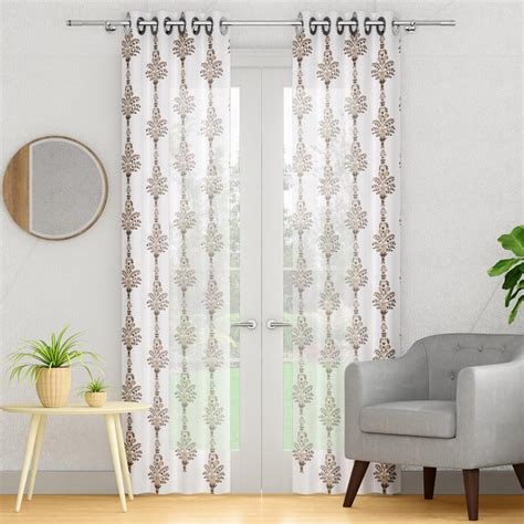 Buy PORTICO Magnolia Brown Embroidered Door Curtain - 130x225cm from ...