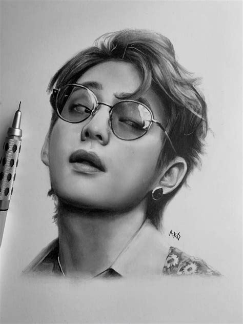 BTS V Taehyung Seasons Greetings Print of Original Drawing | Etsy | Realistic drawings, Bts v ...