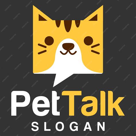 Modern simple minimalist pet cat dog talk bubble chat mascot logo ...