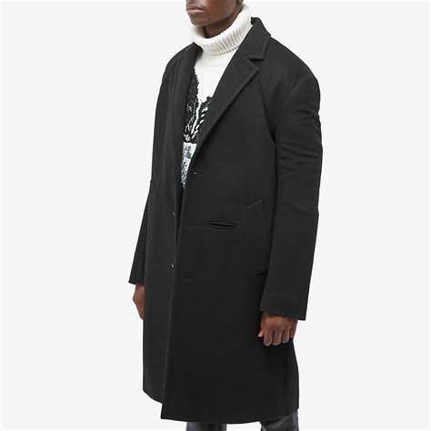 Alexander McQueen Men's Wool Overcoat in Black Alexander McQueen