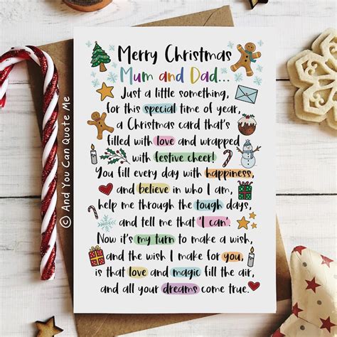 Mum and Dad, Christmas Card, Merry Christmas, Parent Christmas Card ...