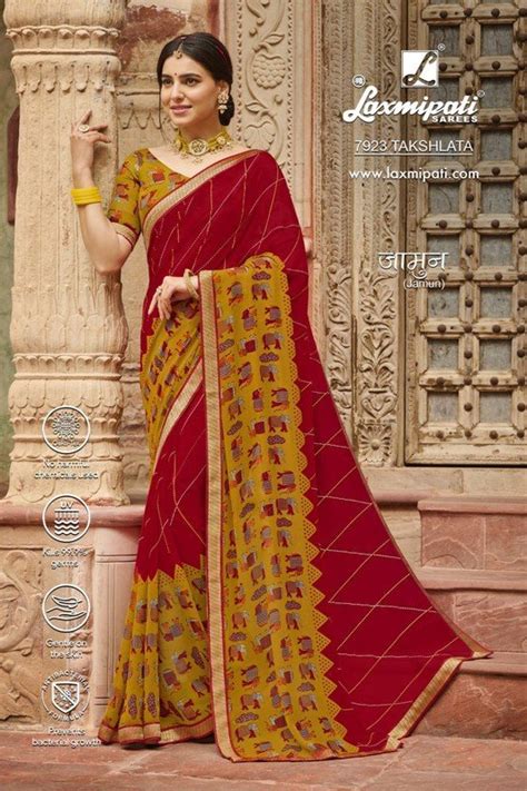 Laxmipati Jamun 7923 Red Georgette Saree – SANSKAR