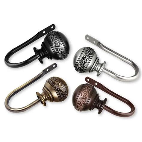 Rod Desyne Naomi Holdback Cocoa Metal Hook Curtain Holdback (Set of 2 ...