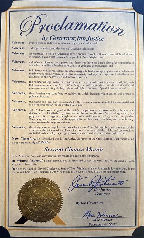 Second Chance Month State Resolutions & Proclamations