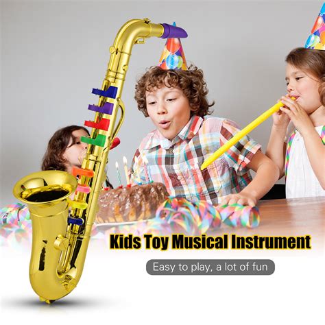 Buy Saxophone Kids Musical Wind Instruments ABS Metallic Gold Saxophone ...