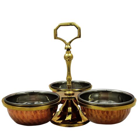 Buy AVS STORES Copper Pickle Set of 3 Bowls Kitchen Serveware Online at ...