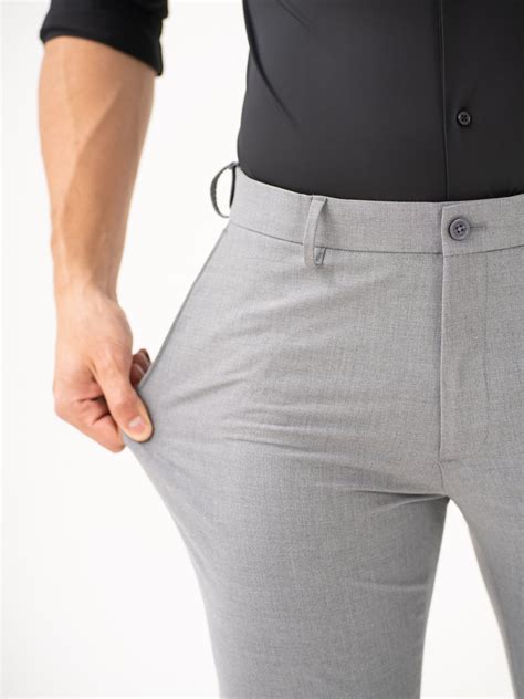 Buy Men's Light Grey Slim Fit Stretchable Formal Trousers Online