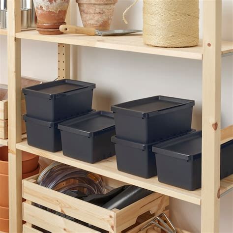 UPPSNOFSAD storage box with lid, black, 25x17x12 cm/3.5 l (9 ¾x6 ¾x4 ½ ...