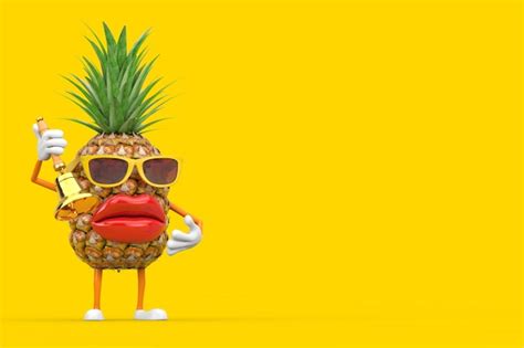 Fun cartoon fashion hipster cut pineapple person character mascot with ...