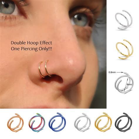 1 Piece Double Layers Stainless Steel Nose Ring Studs for Women 20G ...